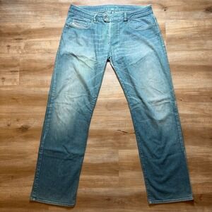 Diesel Riohma Jeans Mens 36x34 Faded Blue Straight Leg Button Fly Made In Italy